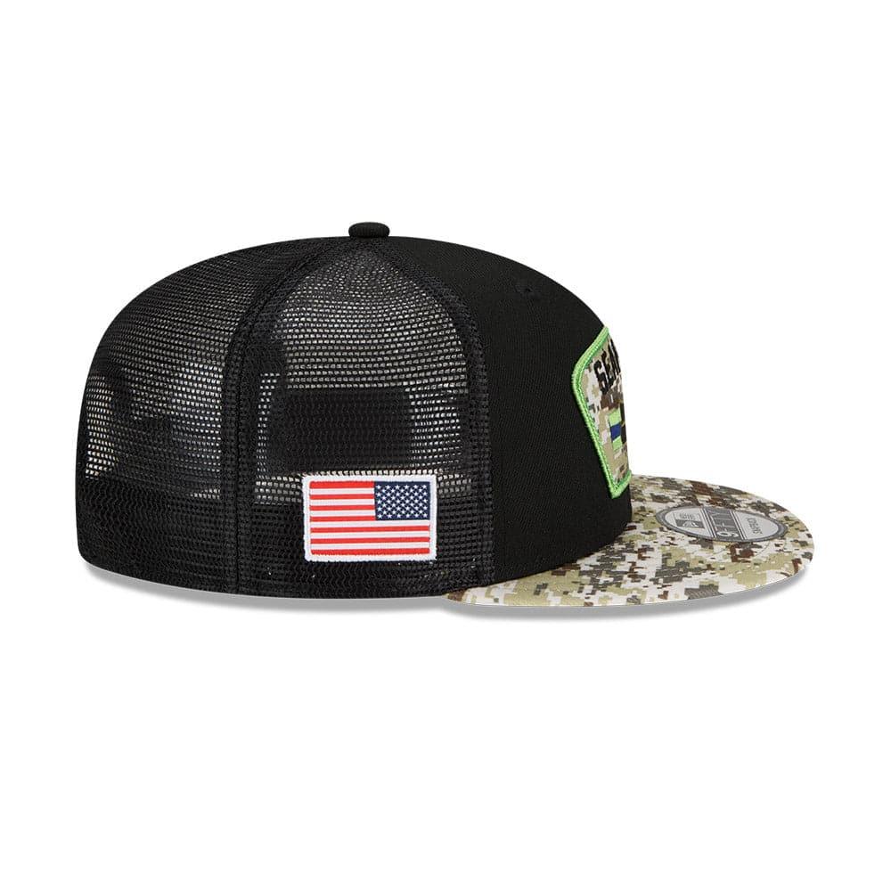 Seattle Seahawks New Era NFL 2021 Salute To Service 9FIFTY Snapback Hat - Black