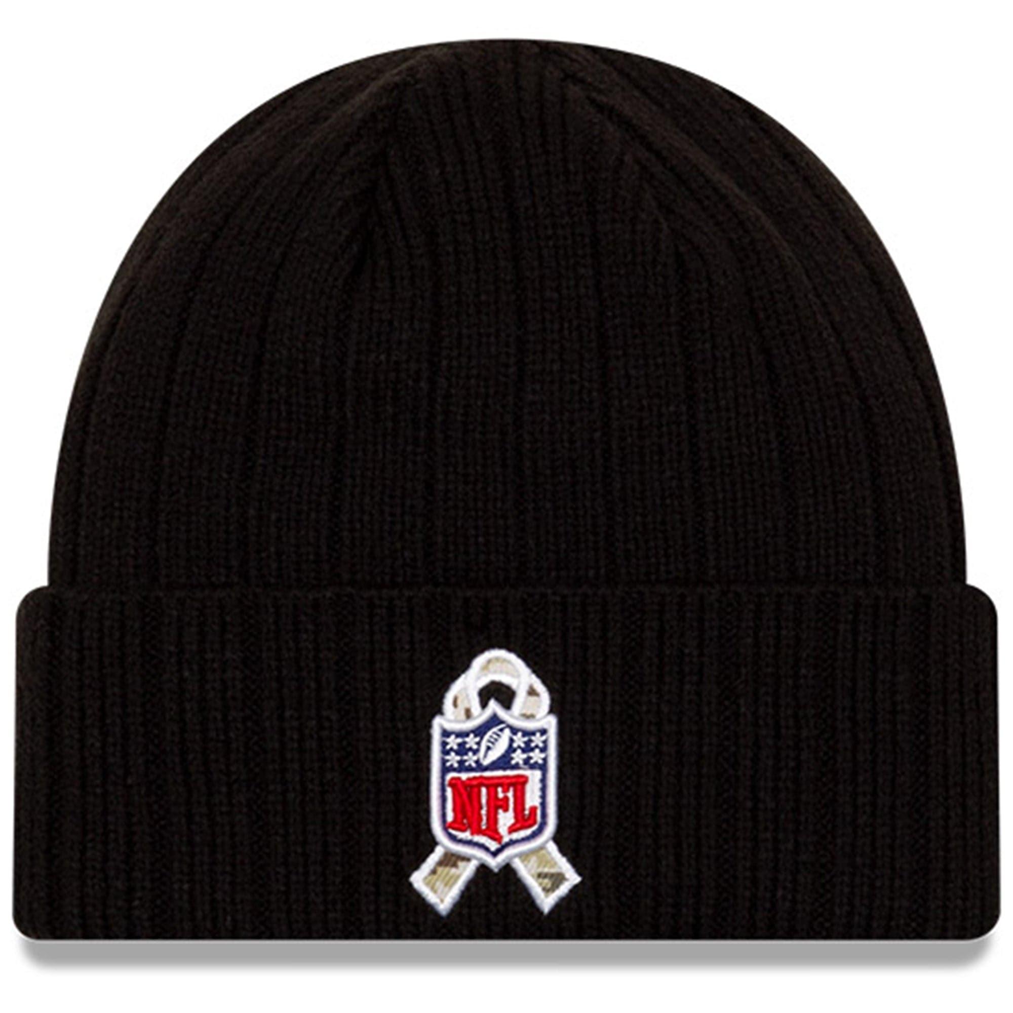 Seattle Seahawks New Era NFL 2021 Salute To Service Cuffed Knit Beanie - Black