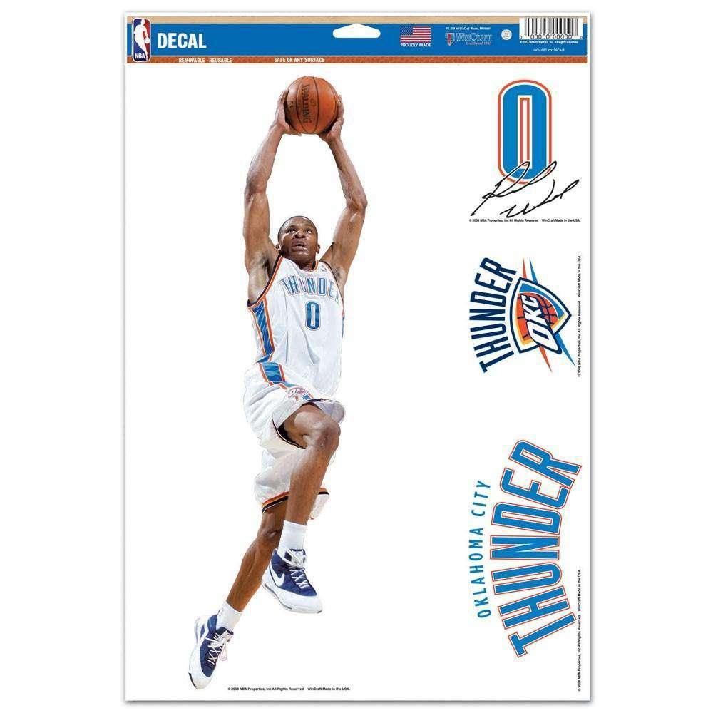 Russell Westbrook Oklahoma City Thunder Wincraft NBA Multi-Use 11" x 17" Decal Set