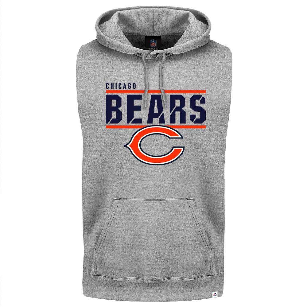 Chicago Bears Majestic NFL Team Flex Sleeveless Hoodie Jumper - Grey