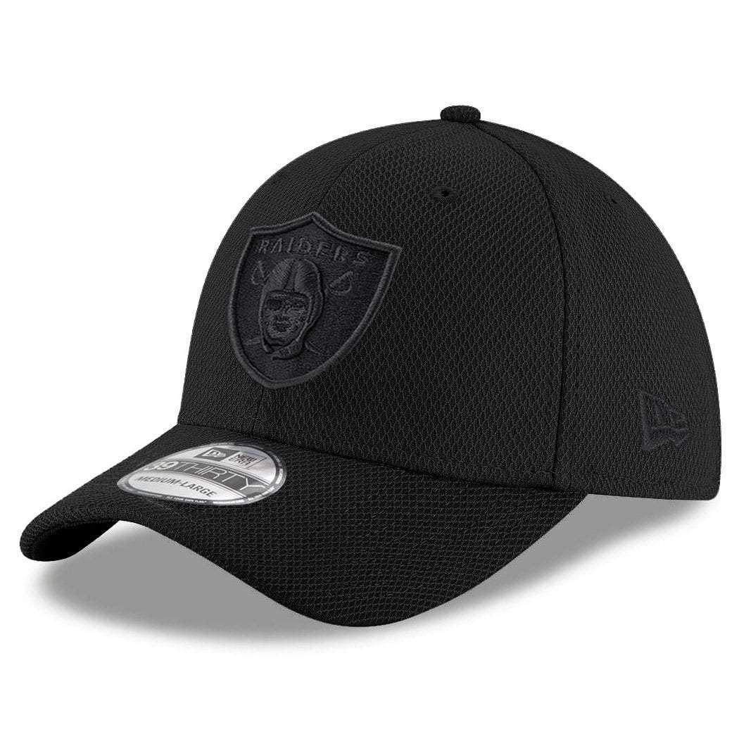 Oakland Raiders New Era NFL Black On Black Diamond Era 39THIRTY Curve Hat
