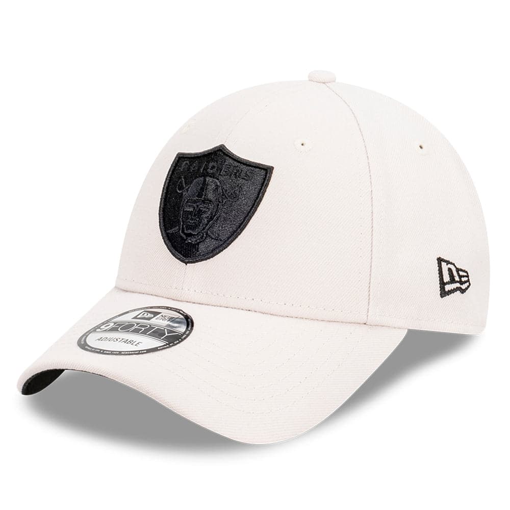Las Vegas Raiders New Era NFL Black Tonal 9FORTY Snapback Curve Hat - Stone
