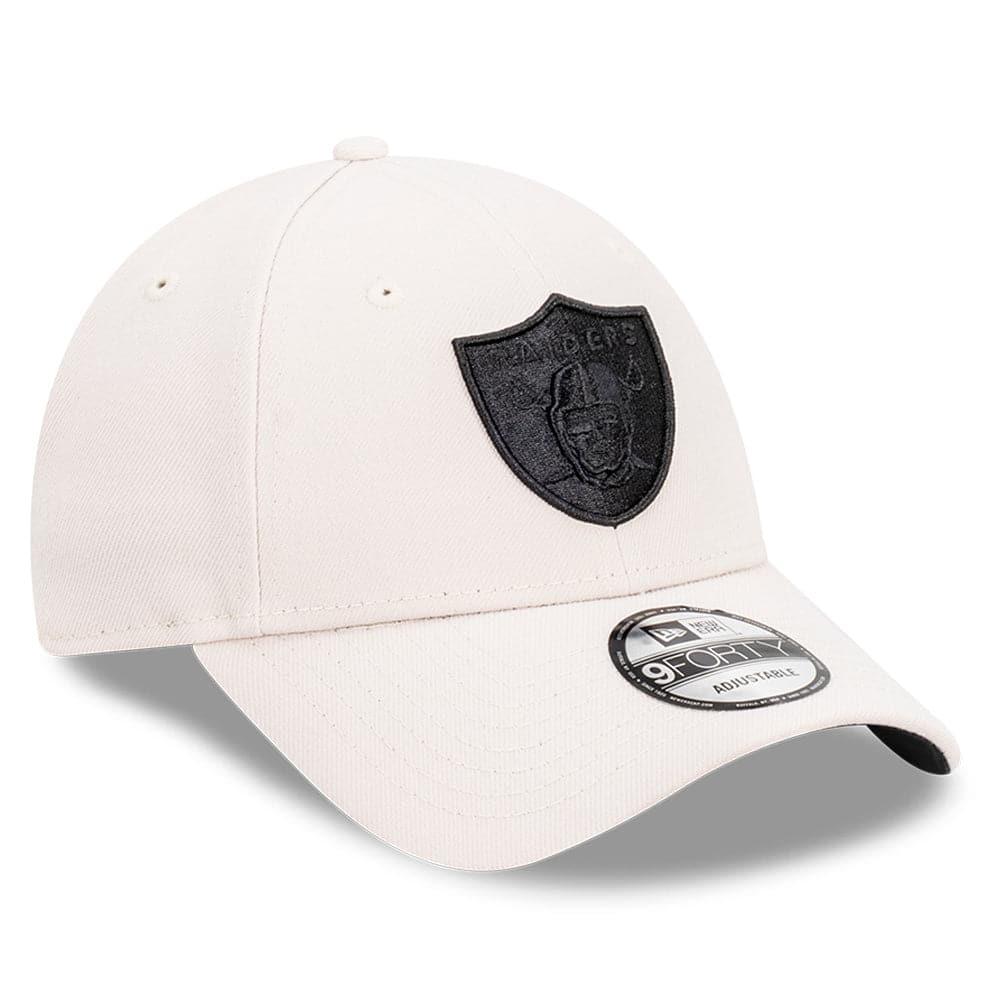Las Vegas Raiders New Era NFL Black Tonal 9FORTY Snapback Curve Hat - Stone