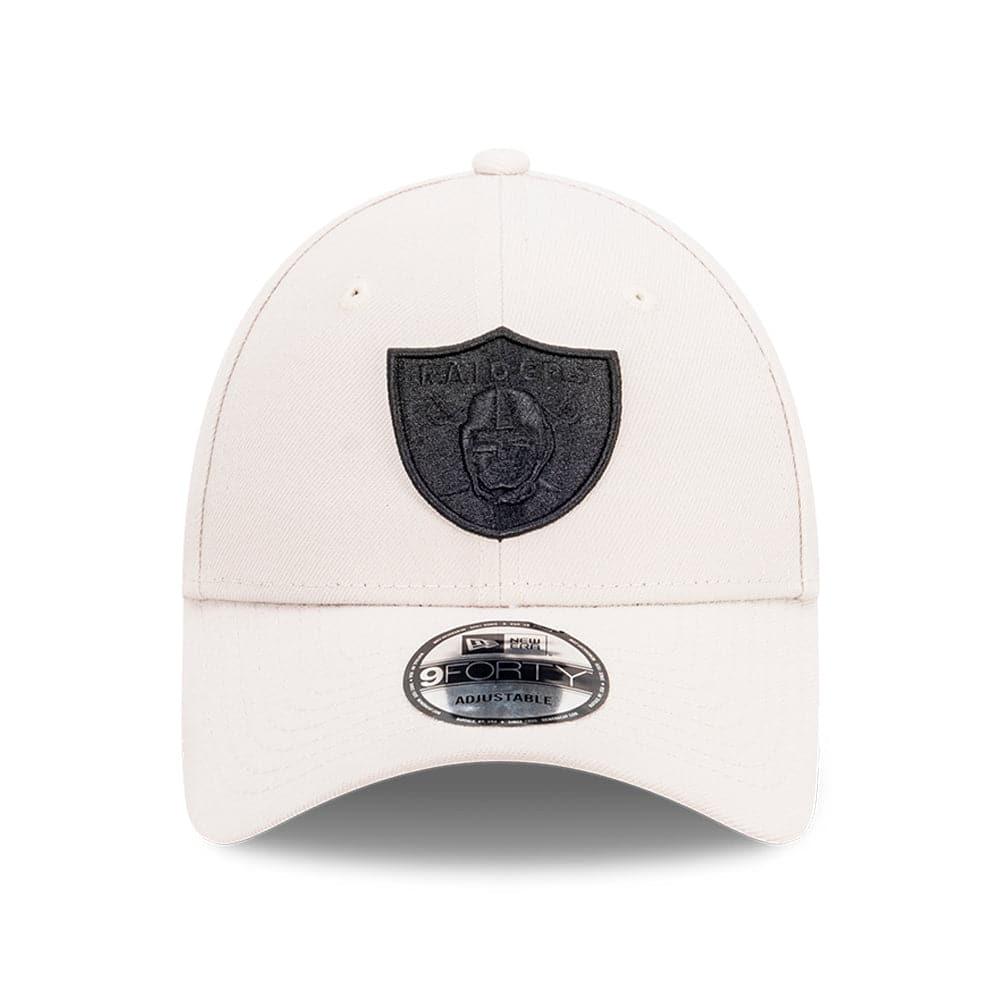 Las Vegas Raiders New Era NFL Black Tonal 9FORTY Snapback Curve Hat - Stone