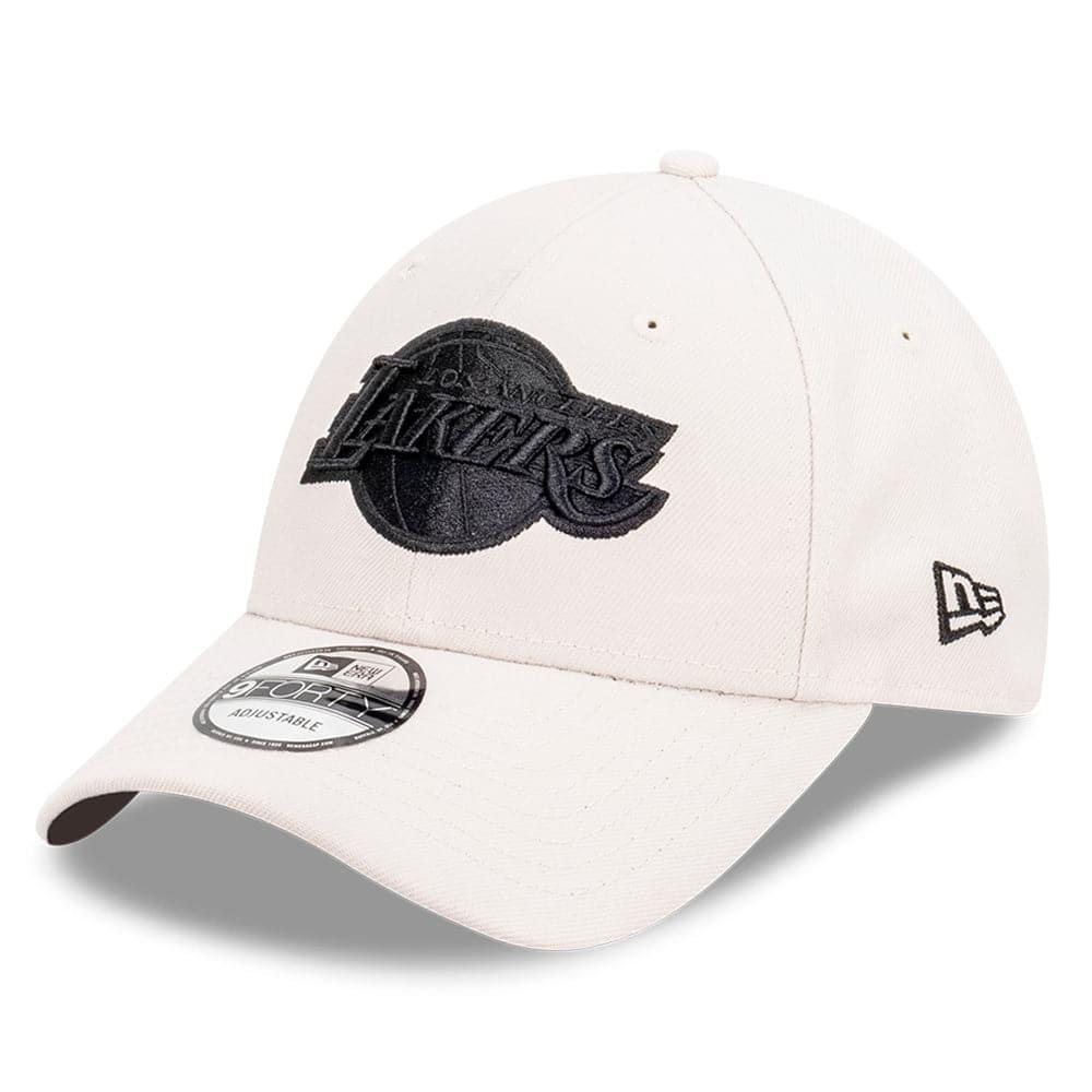 Los Angeles Lakers New Era NBA Black Tonal 9FORTY Snapback Curve Hat - Stone