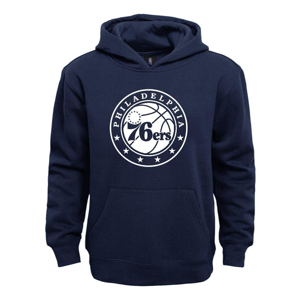 Youths Philadelphia 76ers Outerstuff NBA White Out Logo Hoodie Jumper - Navy