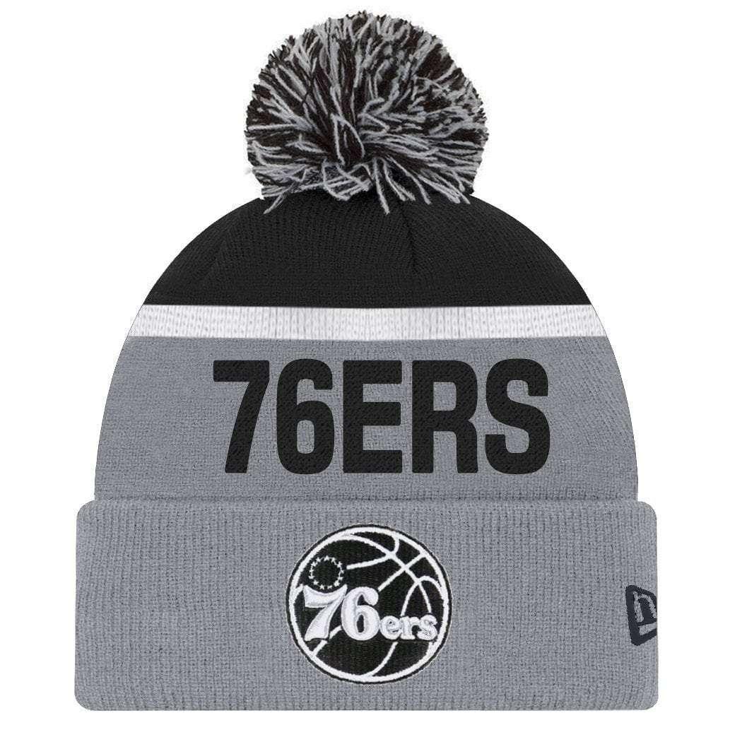 Philadelphia 76ers New Era NBA Team Monochrome Knit Beanie - Grey