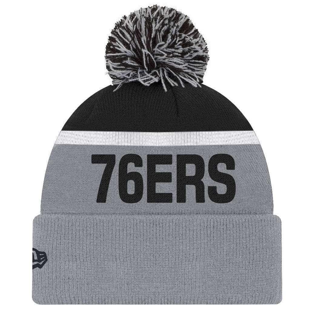 Philadelphia 76ers New Era NBA Team Monochrome Knit Beanie - Grey