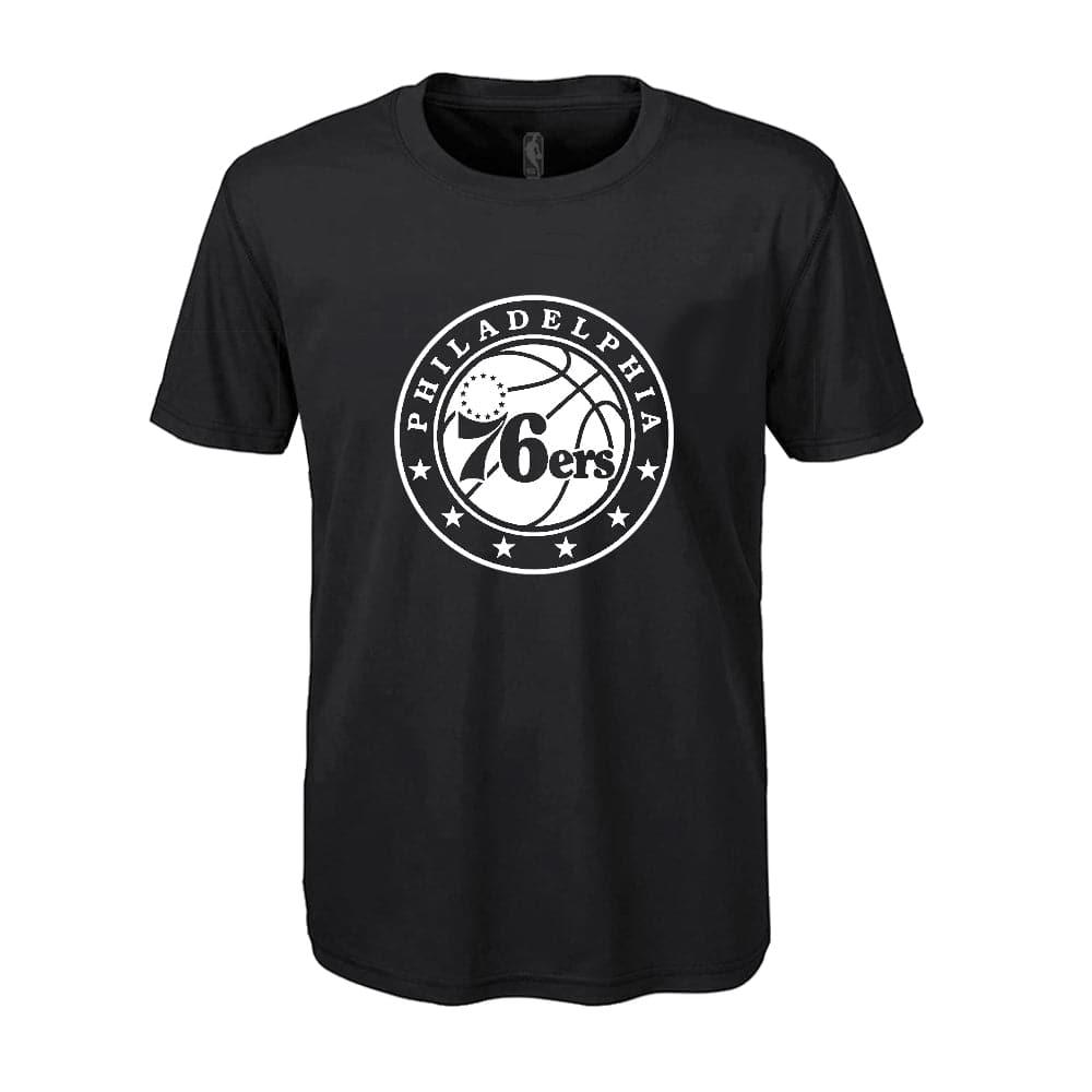 Youths Philadelphia 76ers Outerstuff NBA White Out Logo T-Shirt - Black