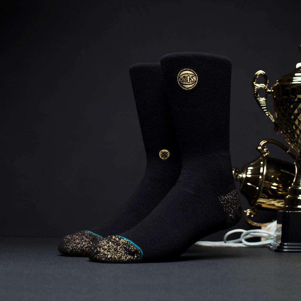 New York Knicks Stance NBA Gold Trophy Crew Socks - Black