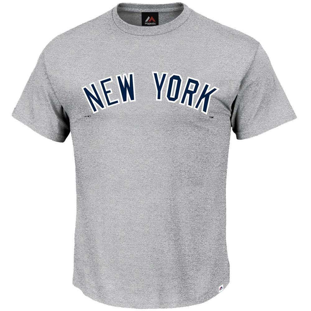 New York Yankees Majestic MLB Road Wordmark T-Shirt - Grey