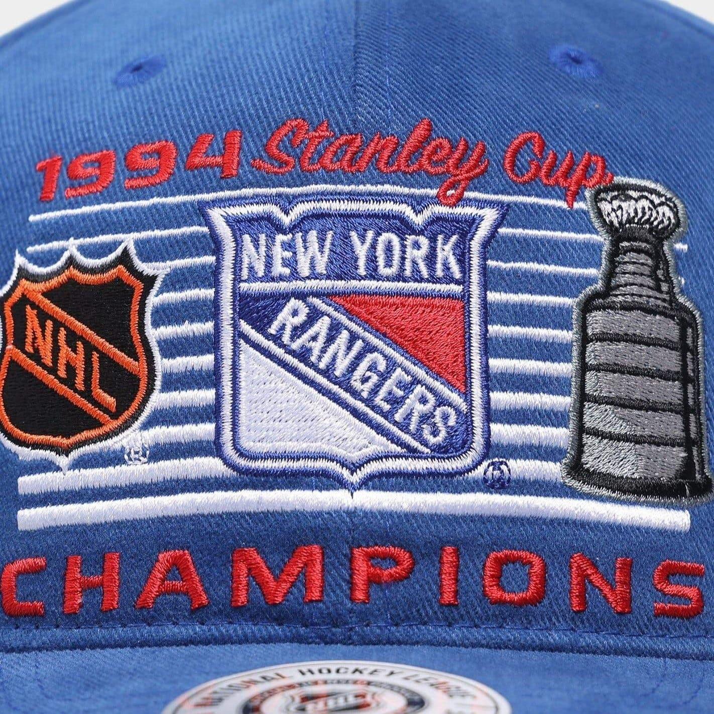 New York Rangers NHL Finals Champs Pre-Curved Brushed Deadstock Snapback Hat - Blue