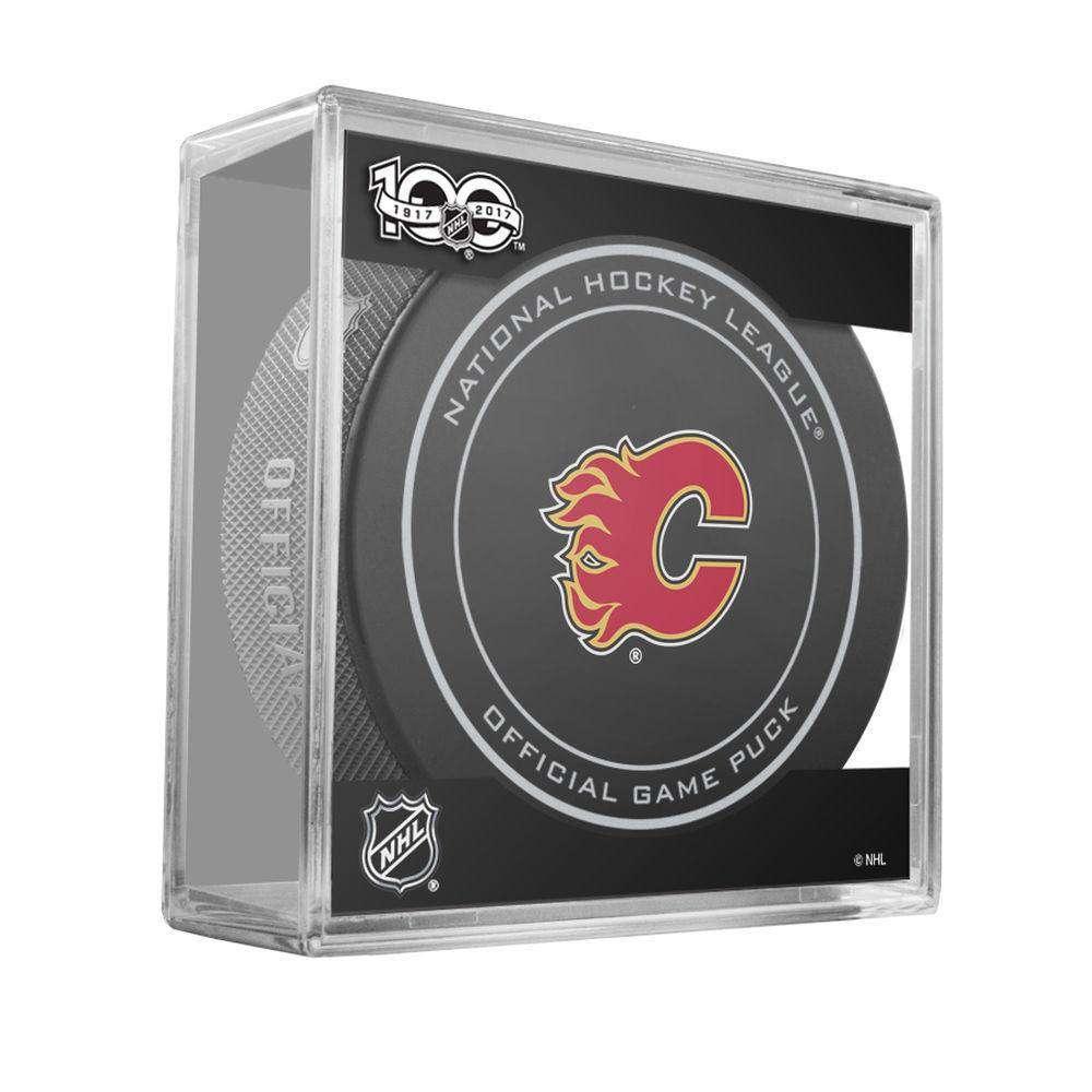 Calgary Flames Sher-Wood NHL Anniversary Puck w/Case
