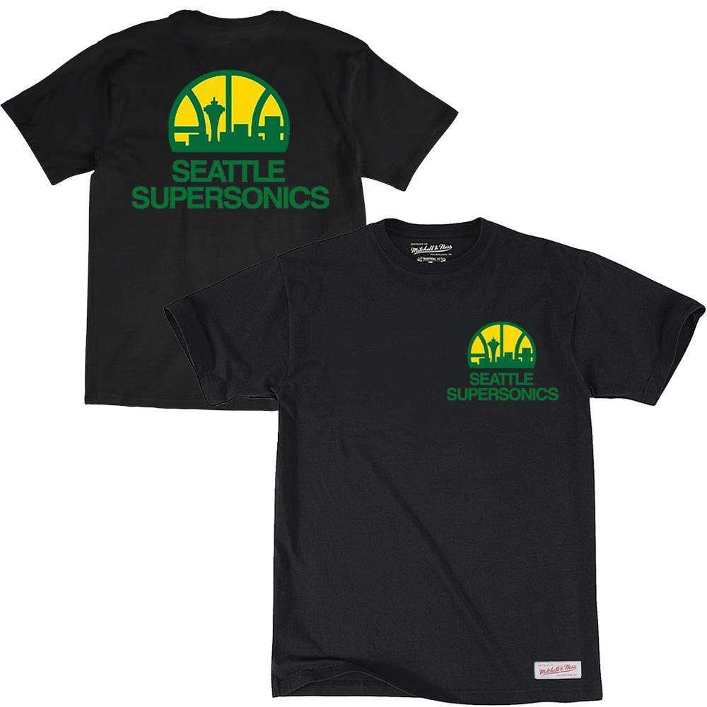 Seattle Supersonics Mitchell & Ness NBA Retro Repeat T-Shirt - Black