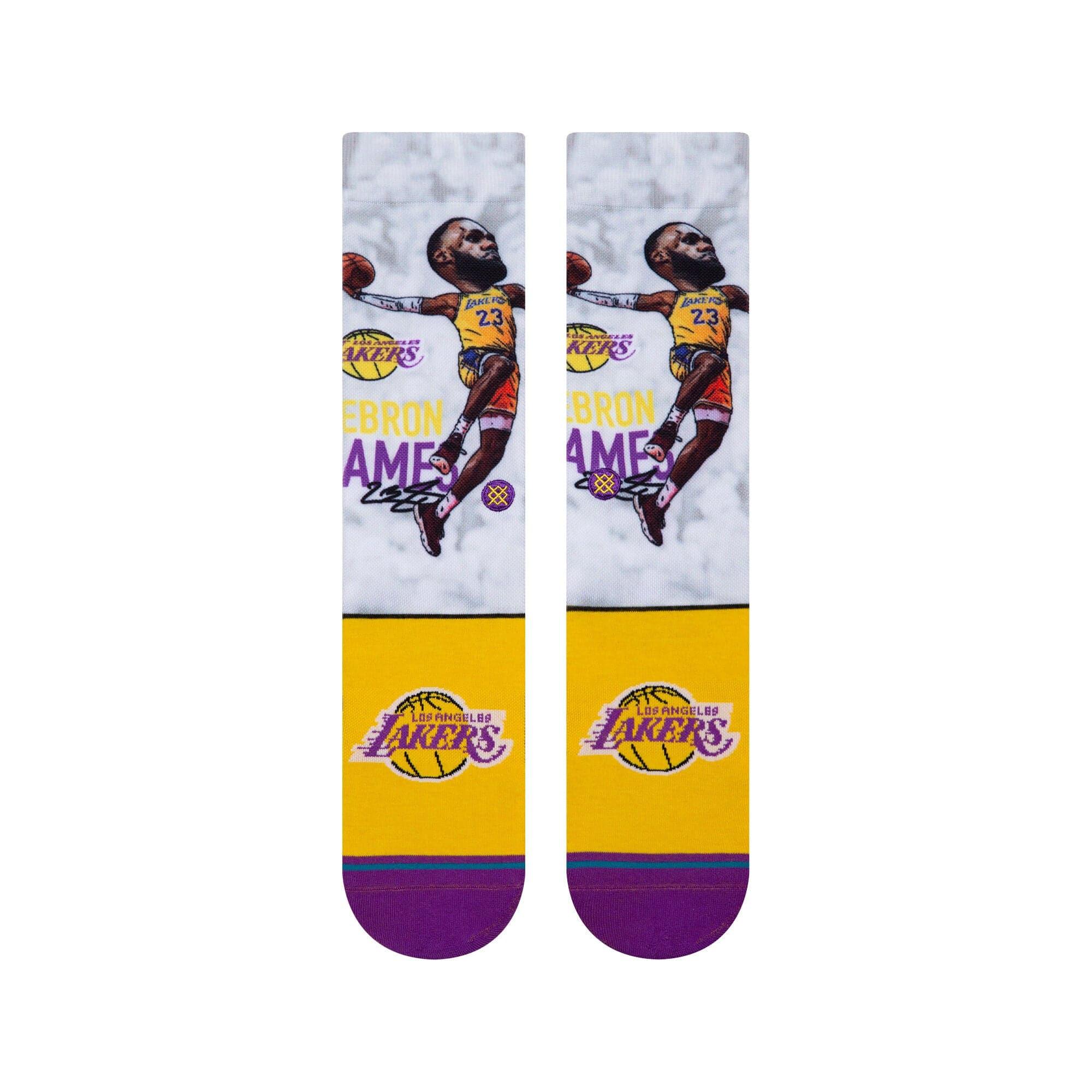 LeBron James Los Angeles Lakers Stance NBA Big Head Crew Socks