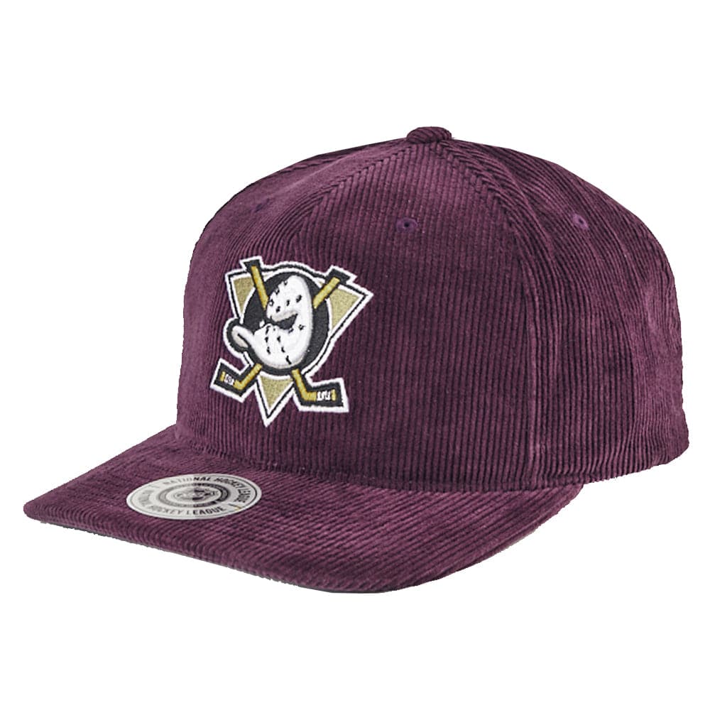 Anaheim Mighty Ducks NHL Team Corduroy Deadstock Snapback Hat - Purple