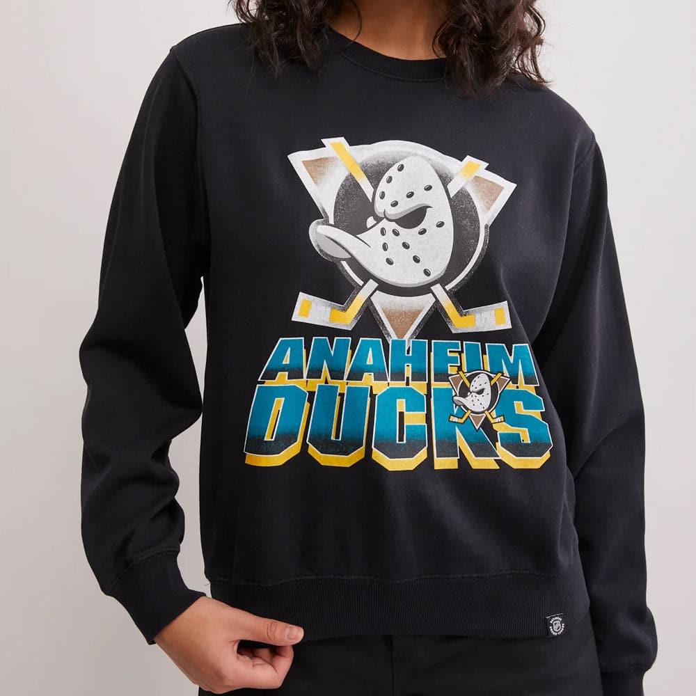 Womens Anaheim Mighty Ducks NHL Block Crew Jumper - Faded Black
