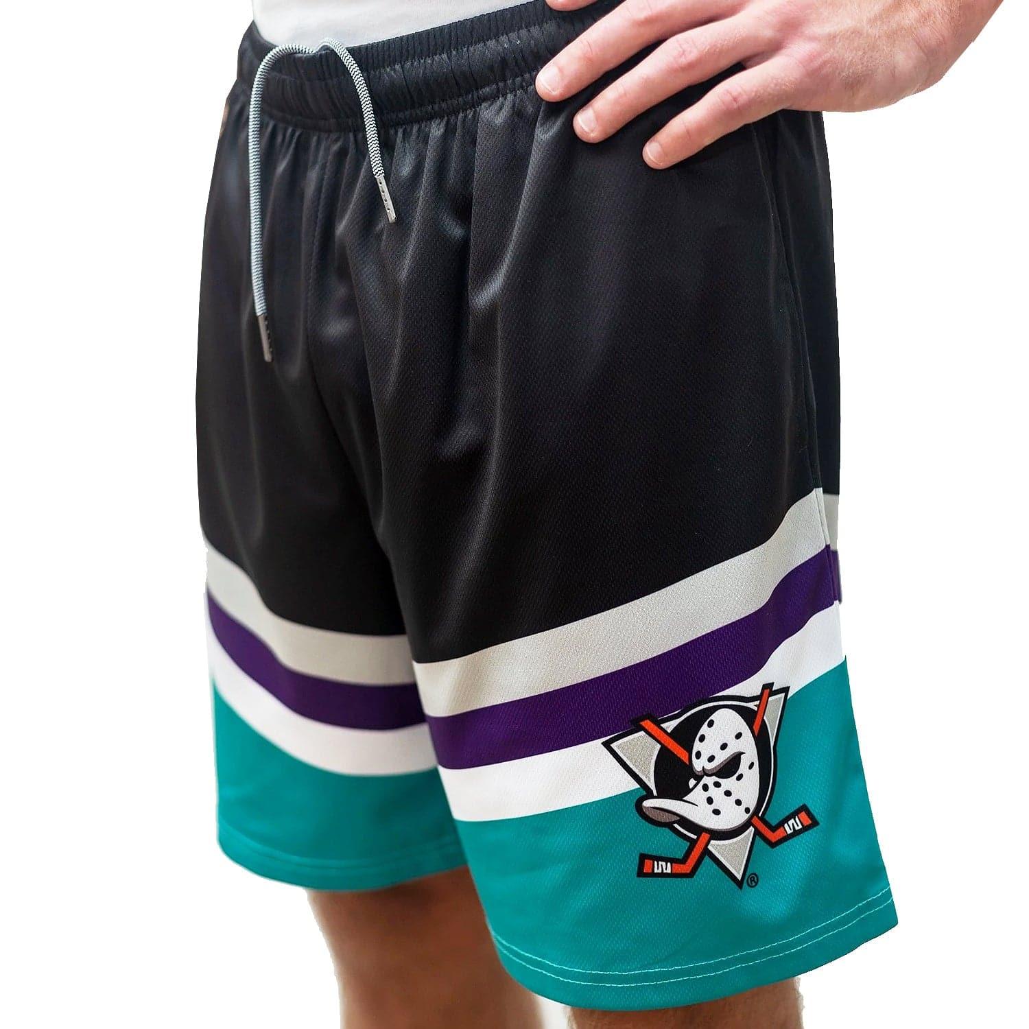 Anaheim Mighty Ducks Bench Clearers NHL Retro Alt Mesh Shorts - Black