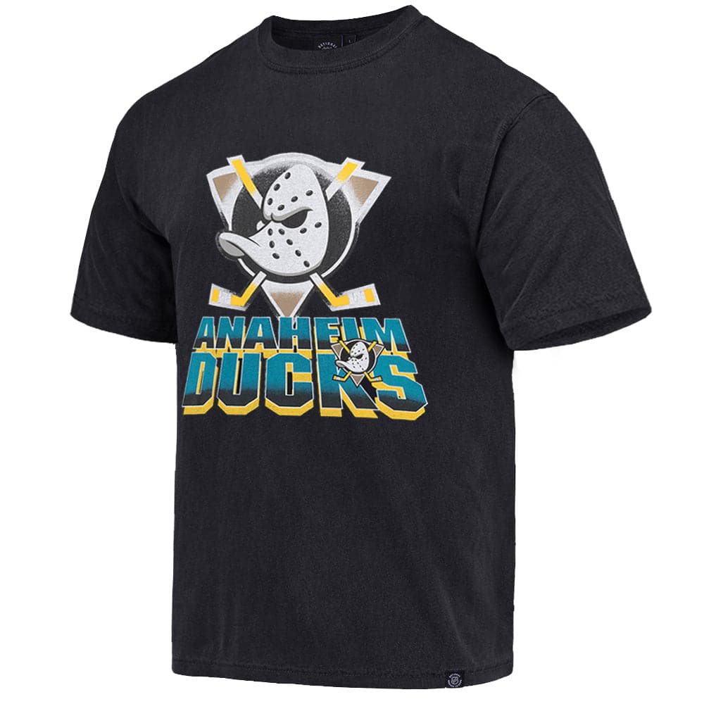 Anaheim Mighty Ducks NHL Shadow Graphic Vintage T-Shirt - Faded Black