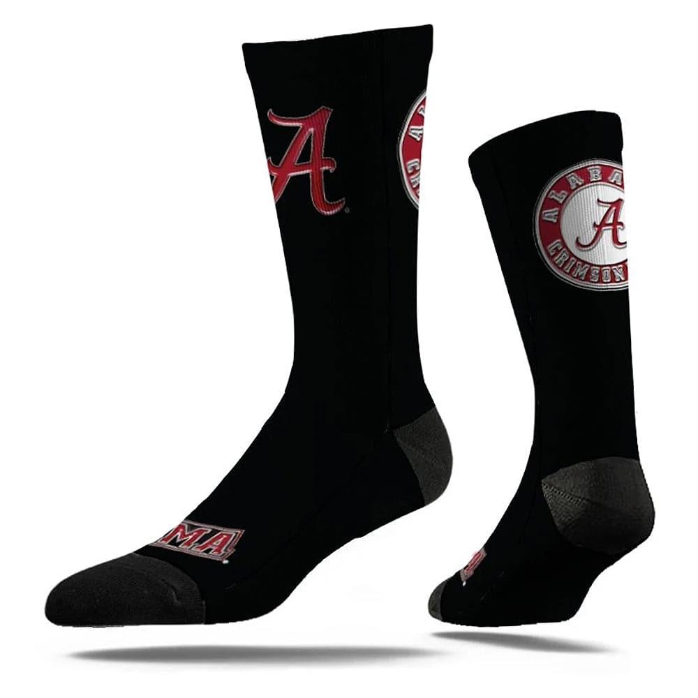 Alabama Crimson Tide Strideline NCAA Team Chrome Classic Crew Socks - Black