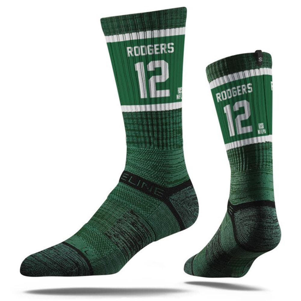 Aaron Rodgers Gren Bay Packers Strideline NFL Sherzy Premium Crew Socks - Green