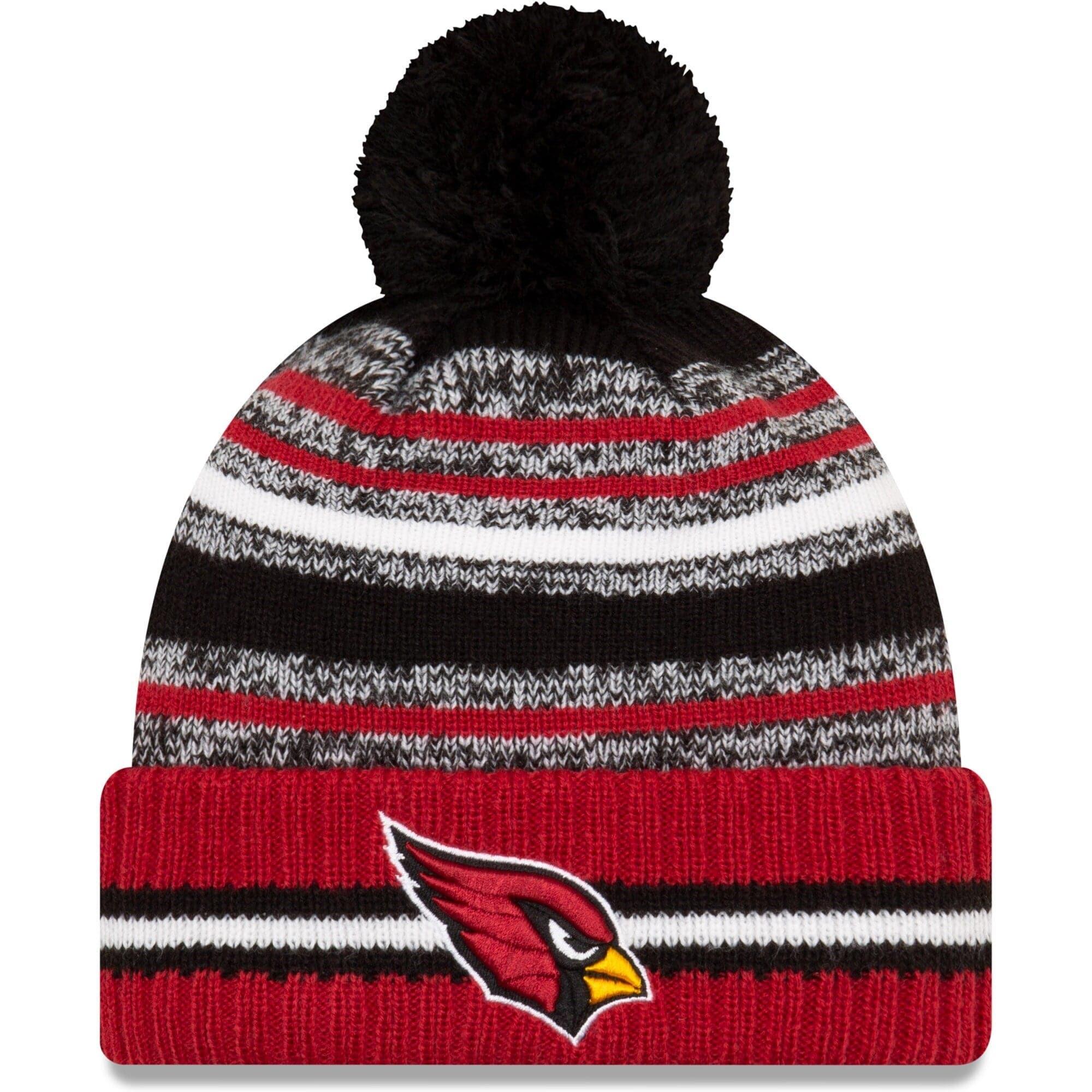 Arizona Cardinals New Era NFL 2021 Sideline Team Pom Knit Beanie - Dark Red