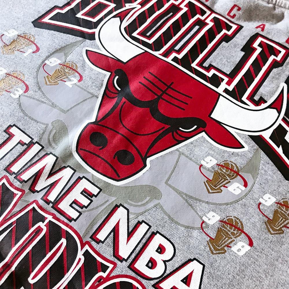 Chicago Bulls Mitchell & Ness NBA All Over Champs Premium Crew Jumper - Grey