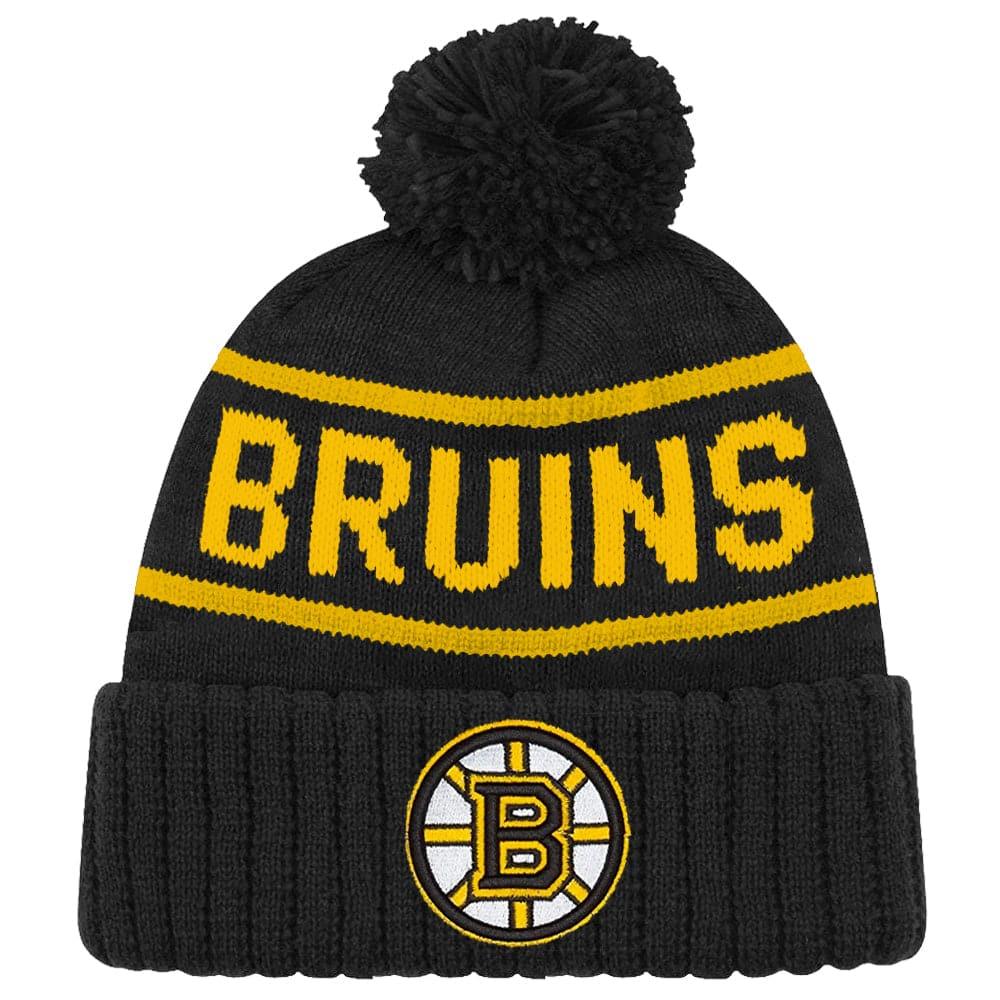 Boston Bruins NHL Team Colour Stripe Pom Knit Beanie - Black