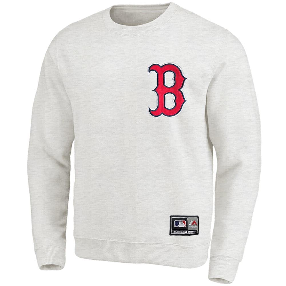 Boston Red Sox Majestic MLB Applique Logo Crew Jumper - White Marle