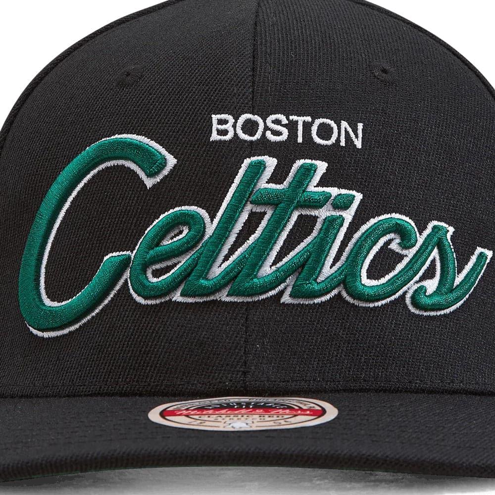 Boston Celtics Mitchell & Ness NBA Script 2.0 Classic Red Snapback Hat - Black