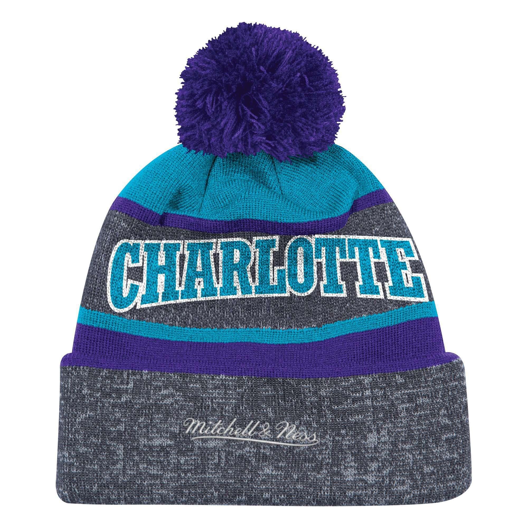 Charlotte Hornets Mitchell & Ness NBA HWC TPU Stripe Knit Beanie