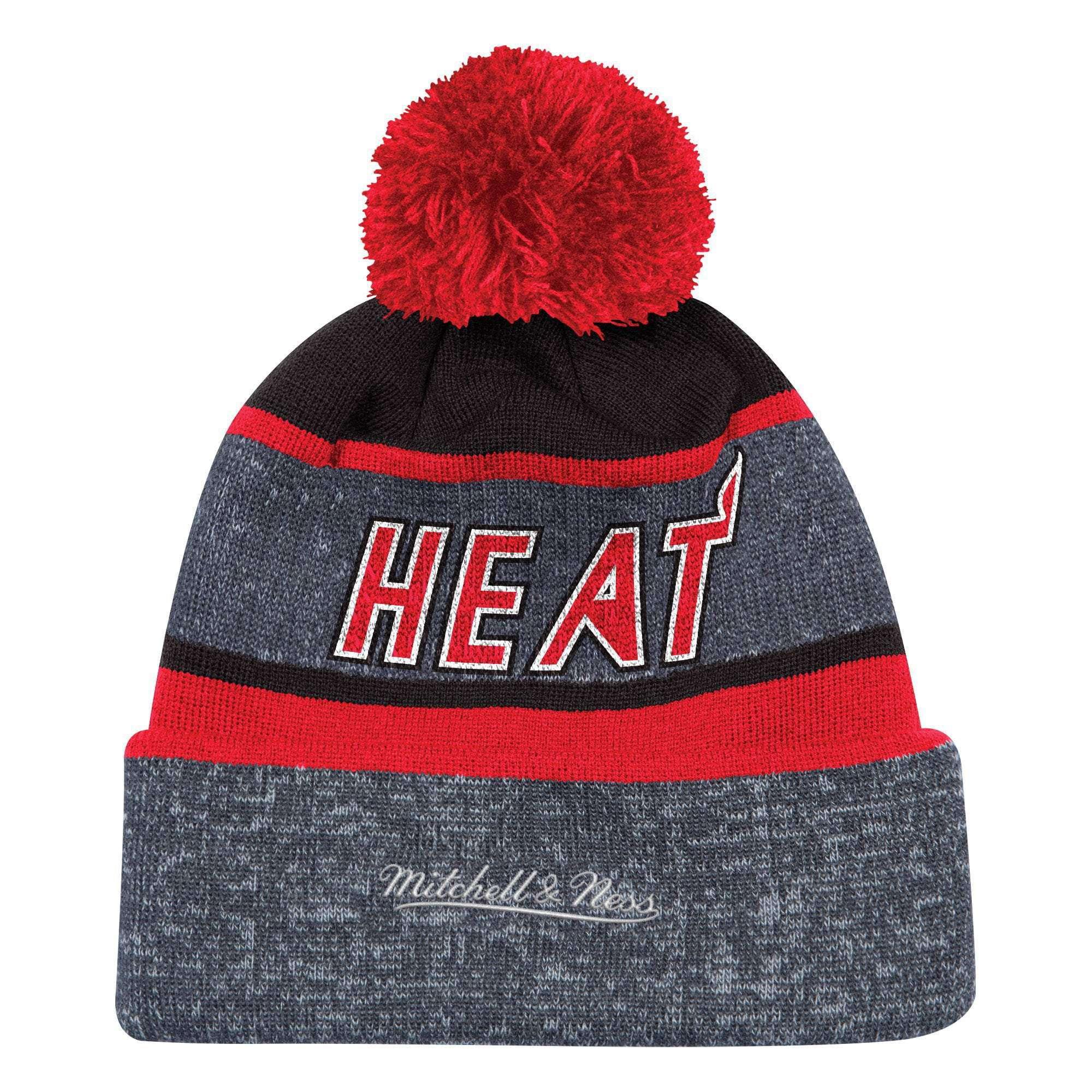 Miami Heat Mitchell & Ness NBA HWC TPU Stripe Knit Beanie