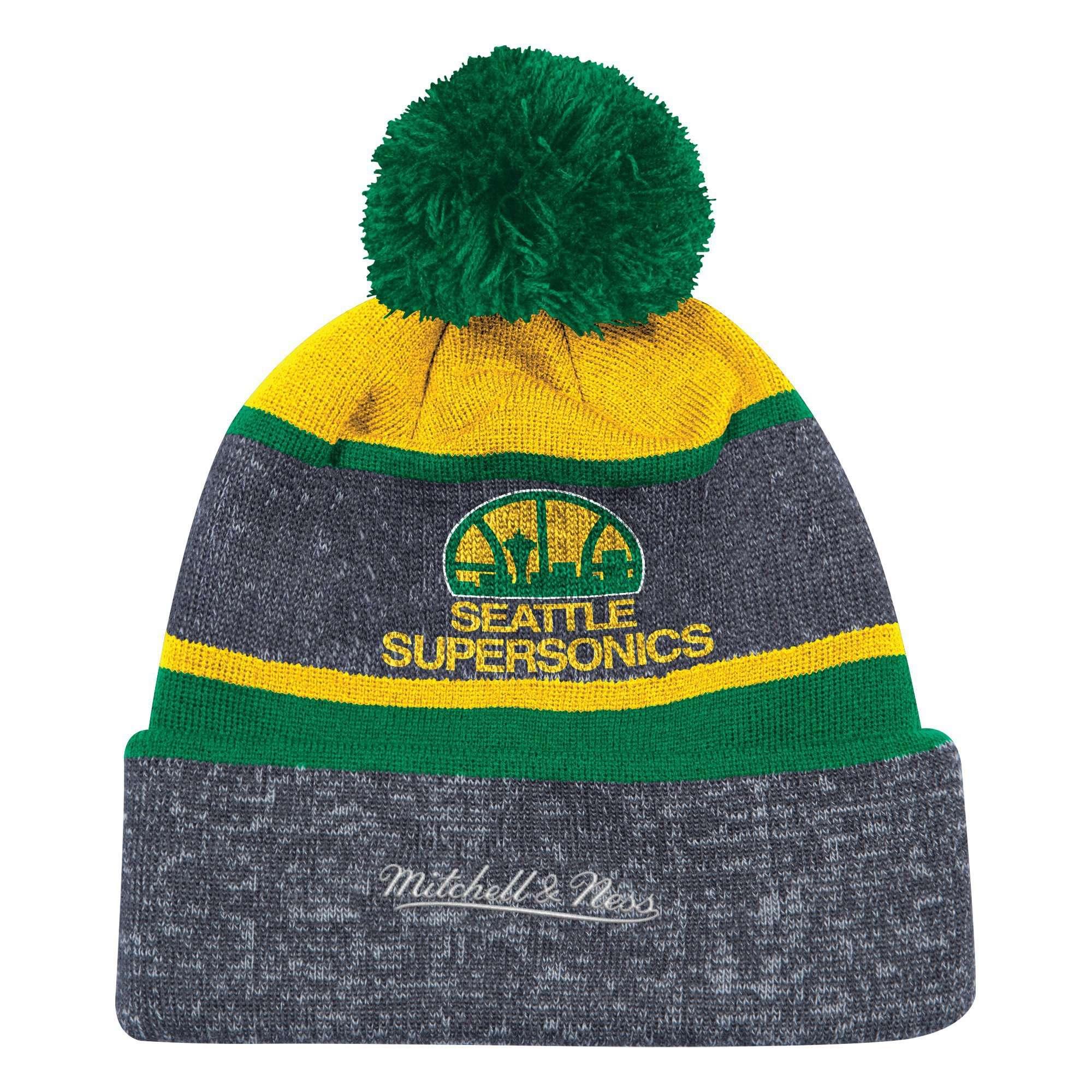 Seattle Supersonics Mitchell & Ness NBA HWC TPU Stripe Knit Beanie