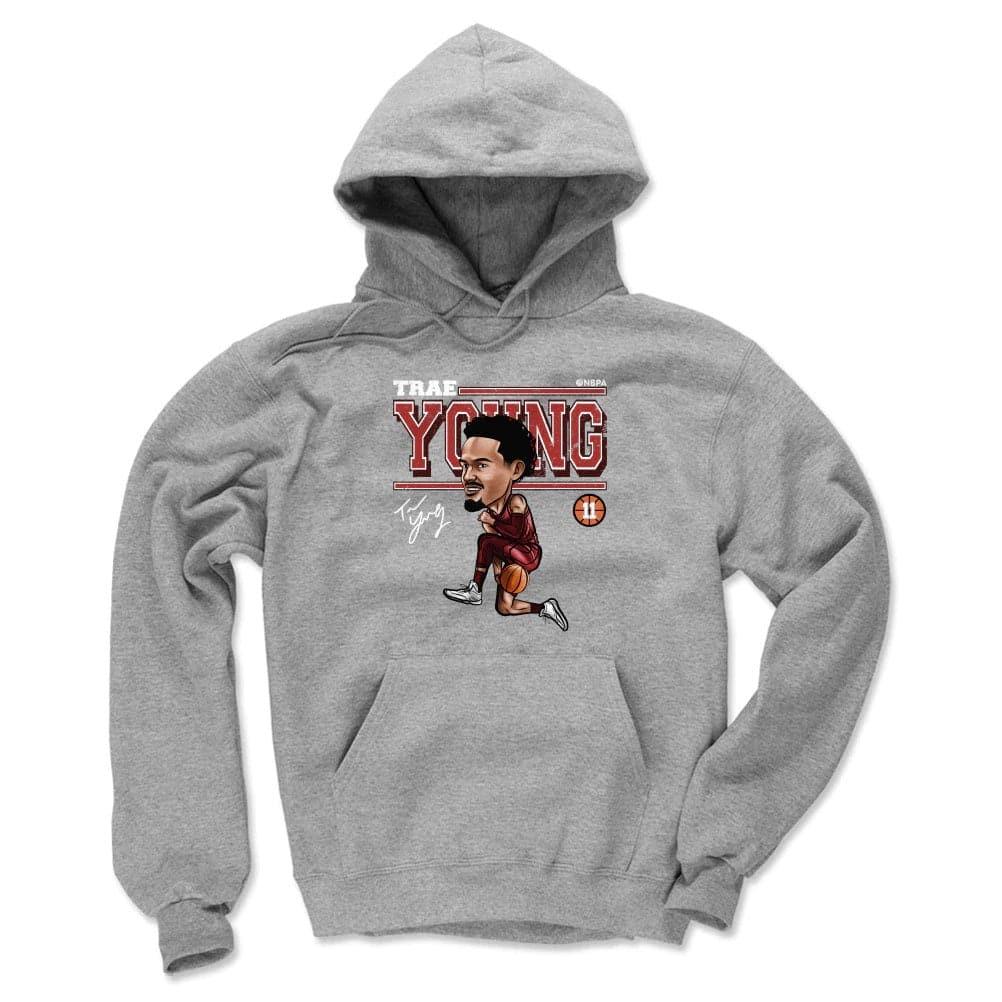 Trae Young Atlanta Hawks 500 Level NBA Cartoon Hoodie Jumper - Grey
