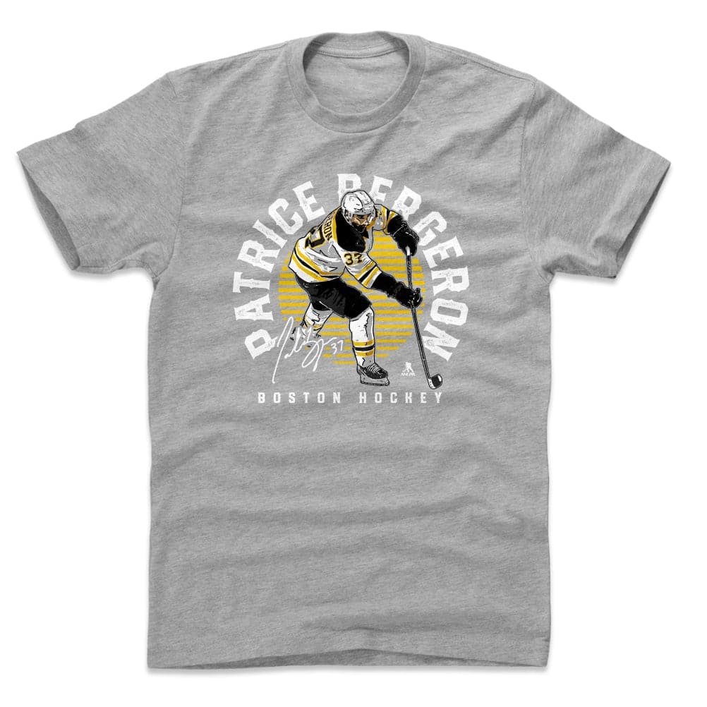 Patrice Bergeron Boston Bruins 500 Level NHL Emblem T-Shirt - Heather Grey