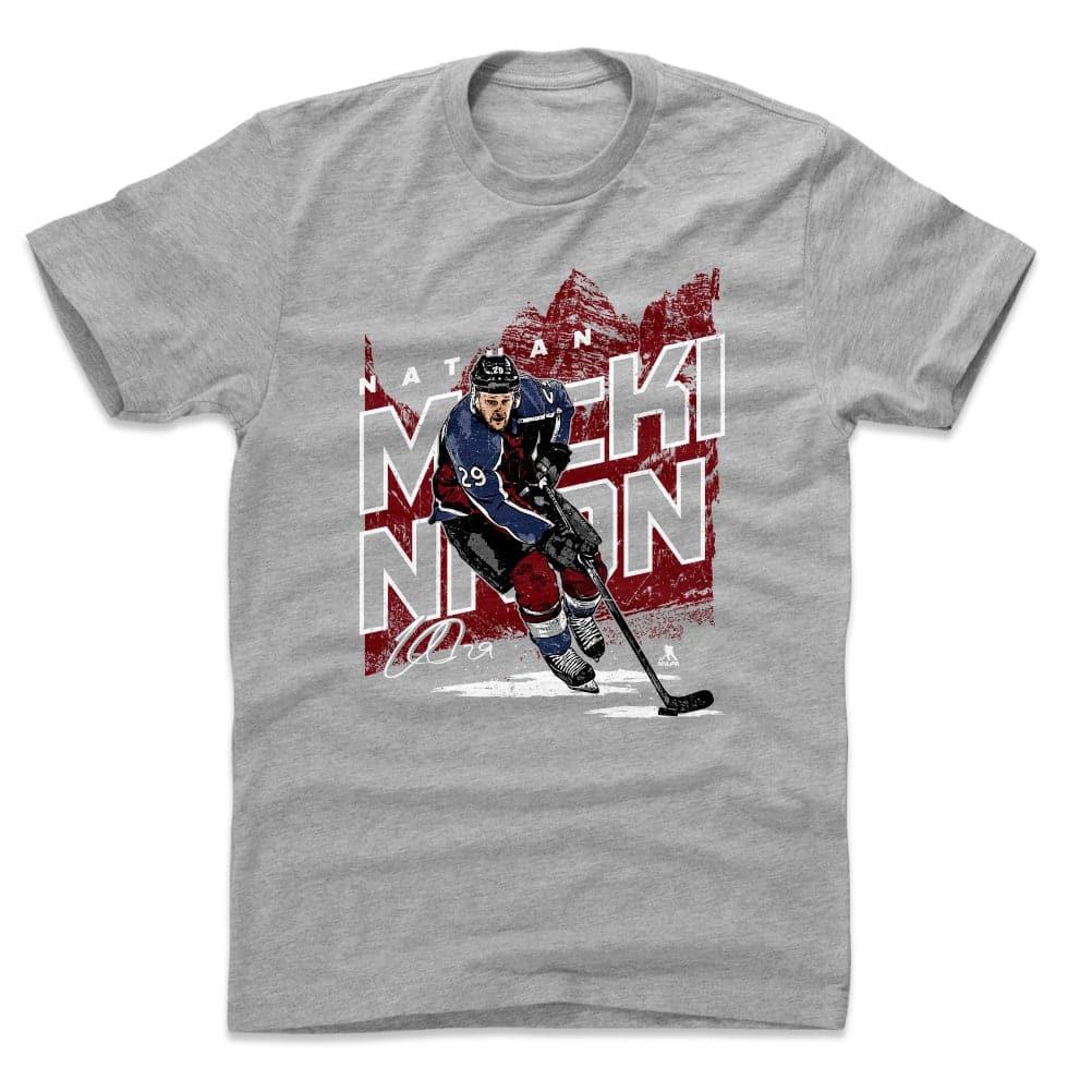Nathan MacKinnon Colorado Avalanche 500 Level NHL Map T-Shirt - Heather Grey