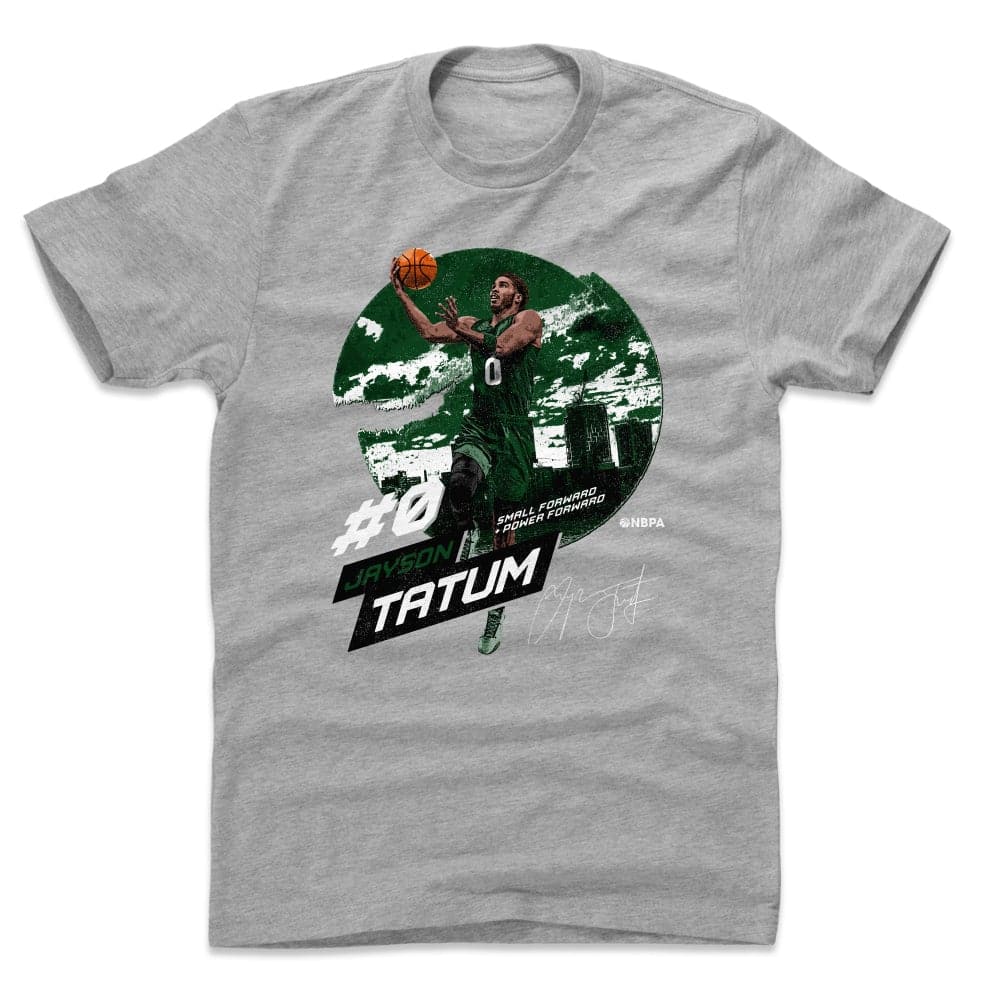 Jayson Tatum Boston Celtics 500 Level NBA City Emblem T-Shirt - Grey Marle