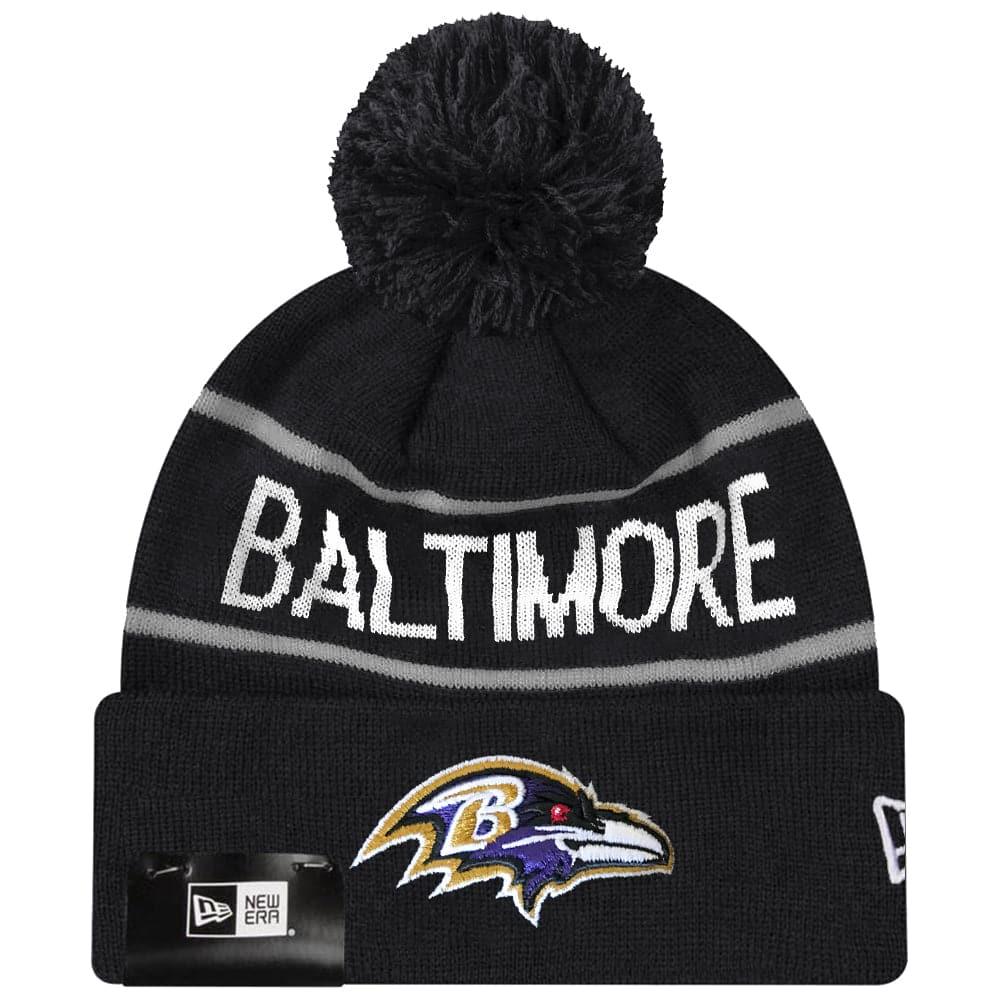 Baltimore Ravens New Era NFL Grey Stripe Knit Beanie - Black