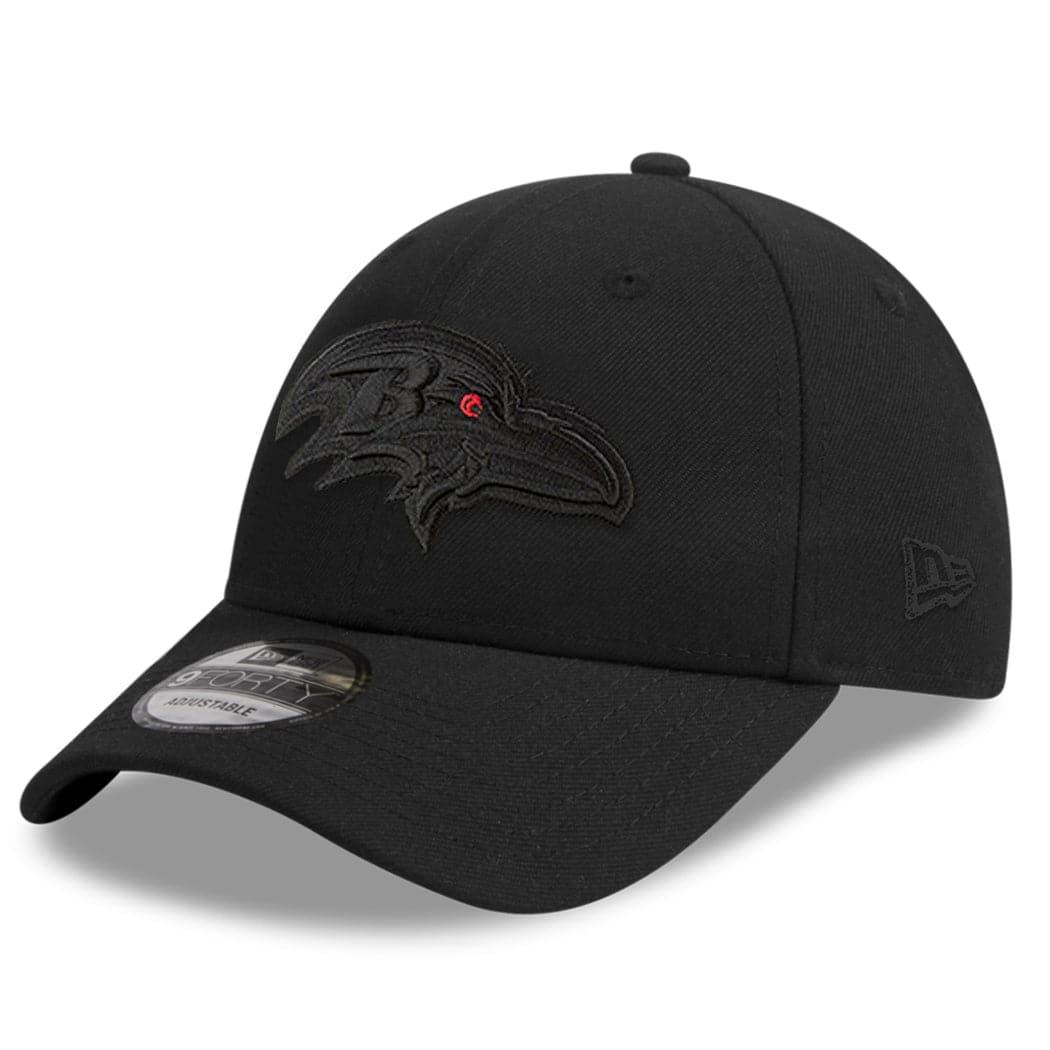 Baltimore Ravens New Era NFL Black On Black 9FORTY Curve Snapback Hat
