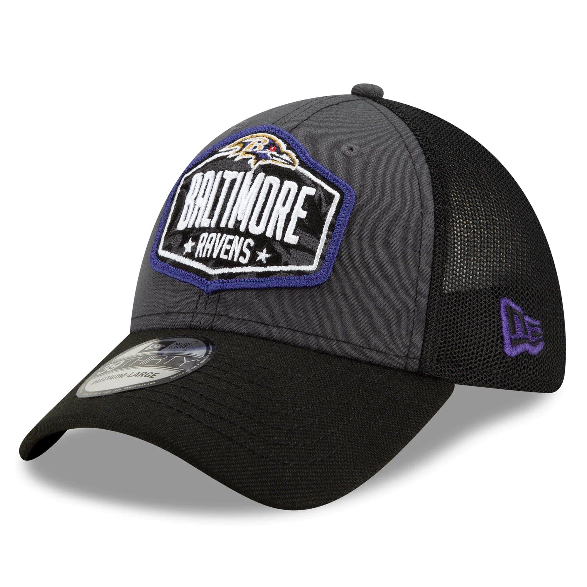 Baltimore Ravens New Era 2021 NFL Draft 39THIRTY Flex Fit Curve Hat - Graphite