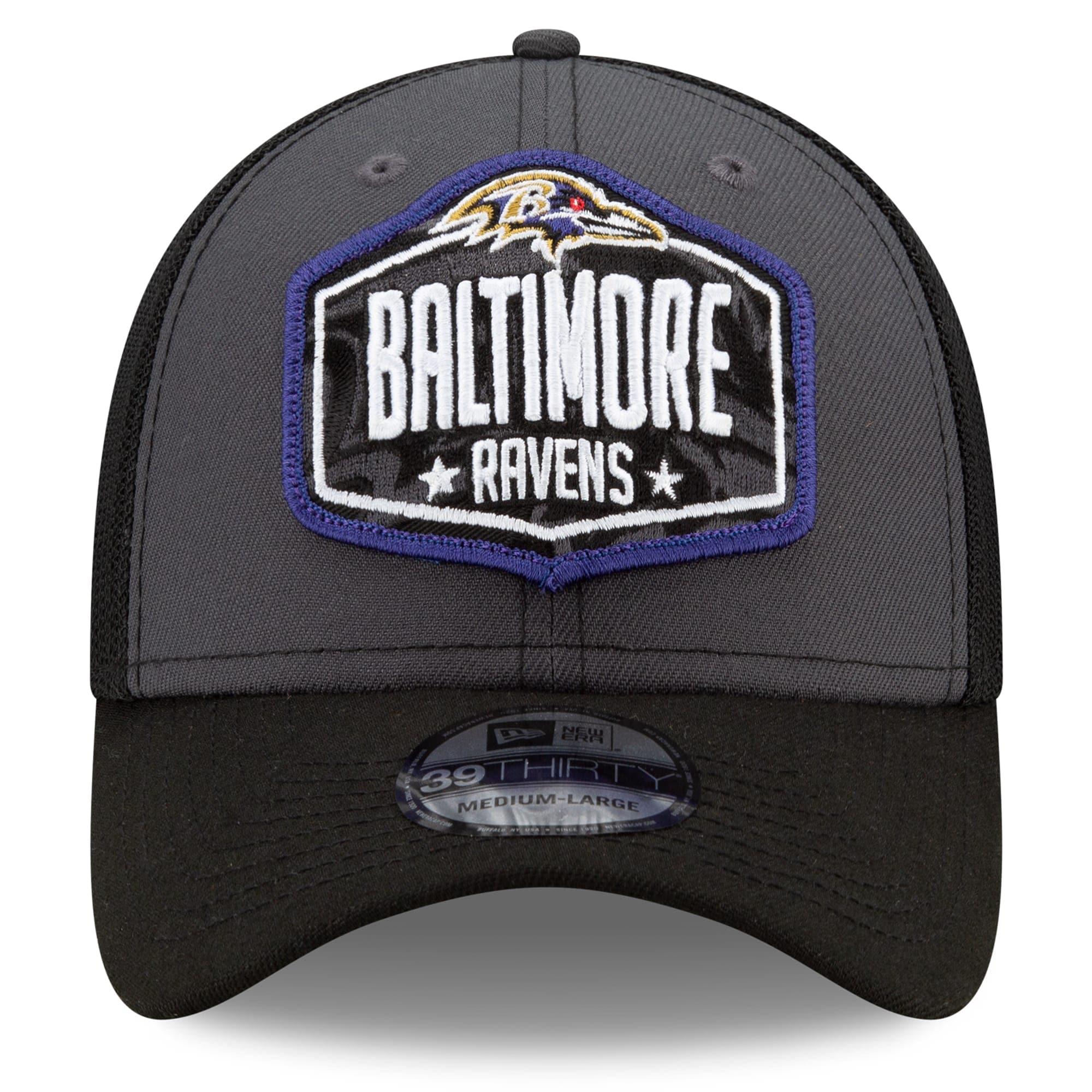 Baltimore Ravens New Era 2021 NFL Draft 39THIRTY Flex Fit Curve Hat - Graphite