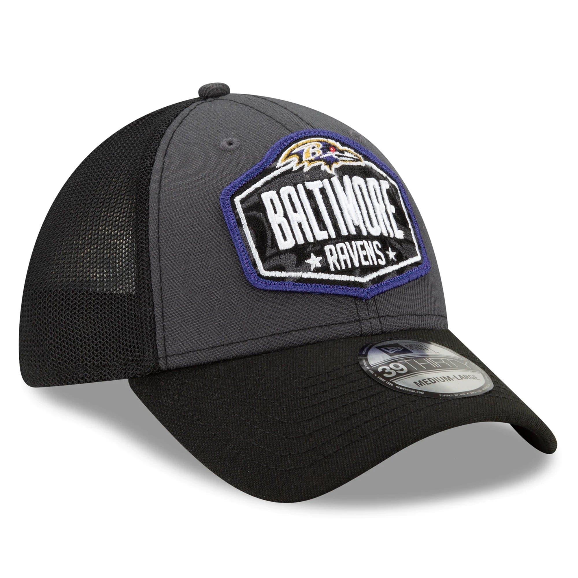 Baltimore Ravens New Era 2021 NFL Draft 39THIRTY Flex Fit Curve Hat - Graphite
