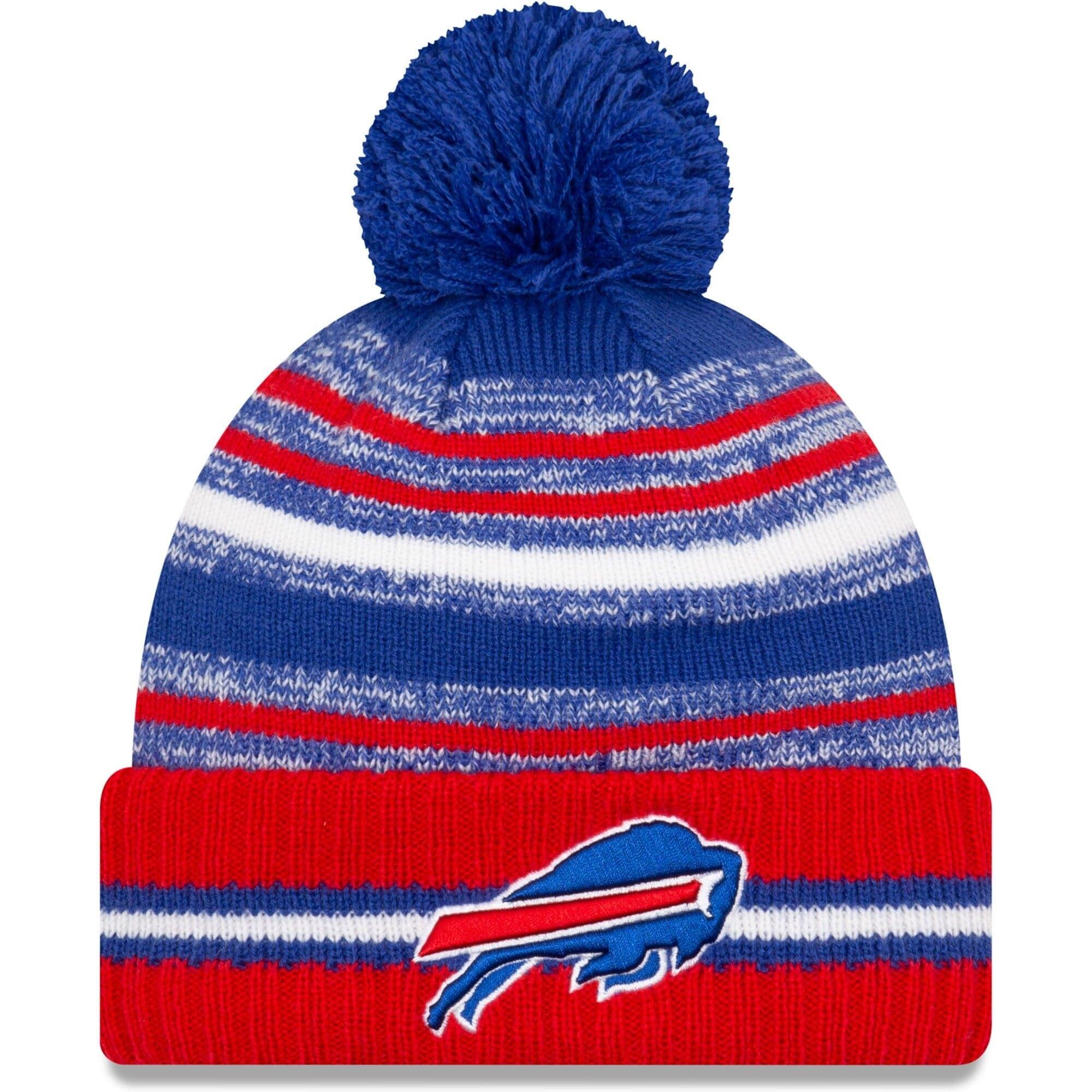 Buffalo Bills New Era NFL 2021 Sideline Team Pom Knit Beanie - Blue