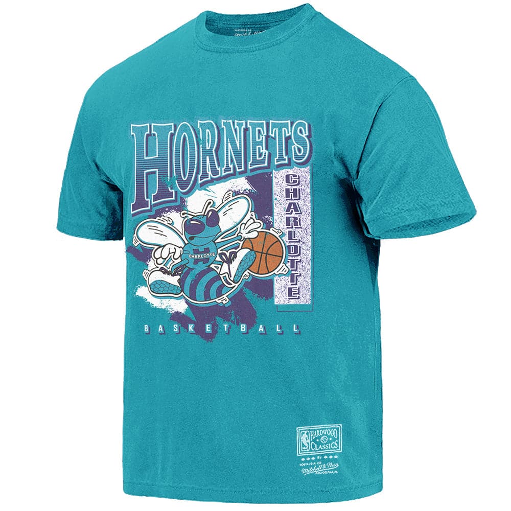 Charlotte Hornets Mitchell & Ness NBA Brush Off Vintage T-Shirt - Faded Teal