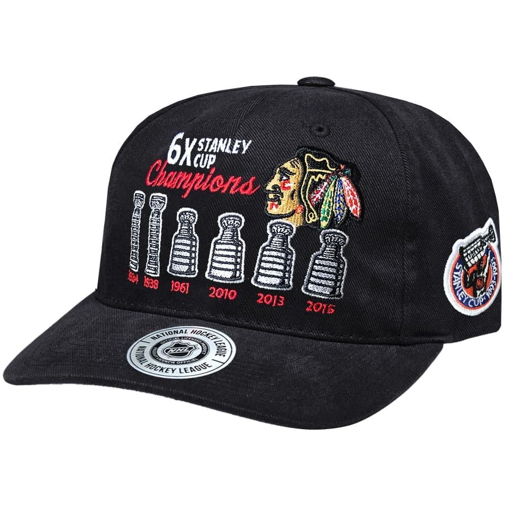Chicago Blackhawks NHL Finals Champs Pre-Curved Brushed Deadstock Snapback Hat - Black