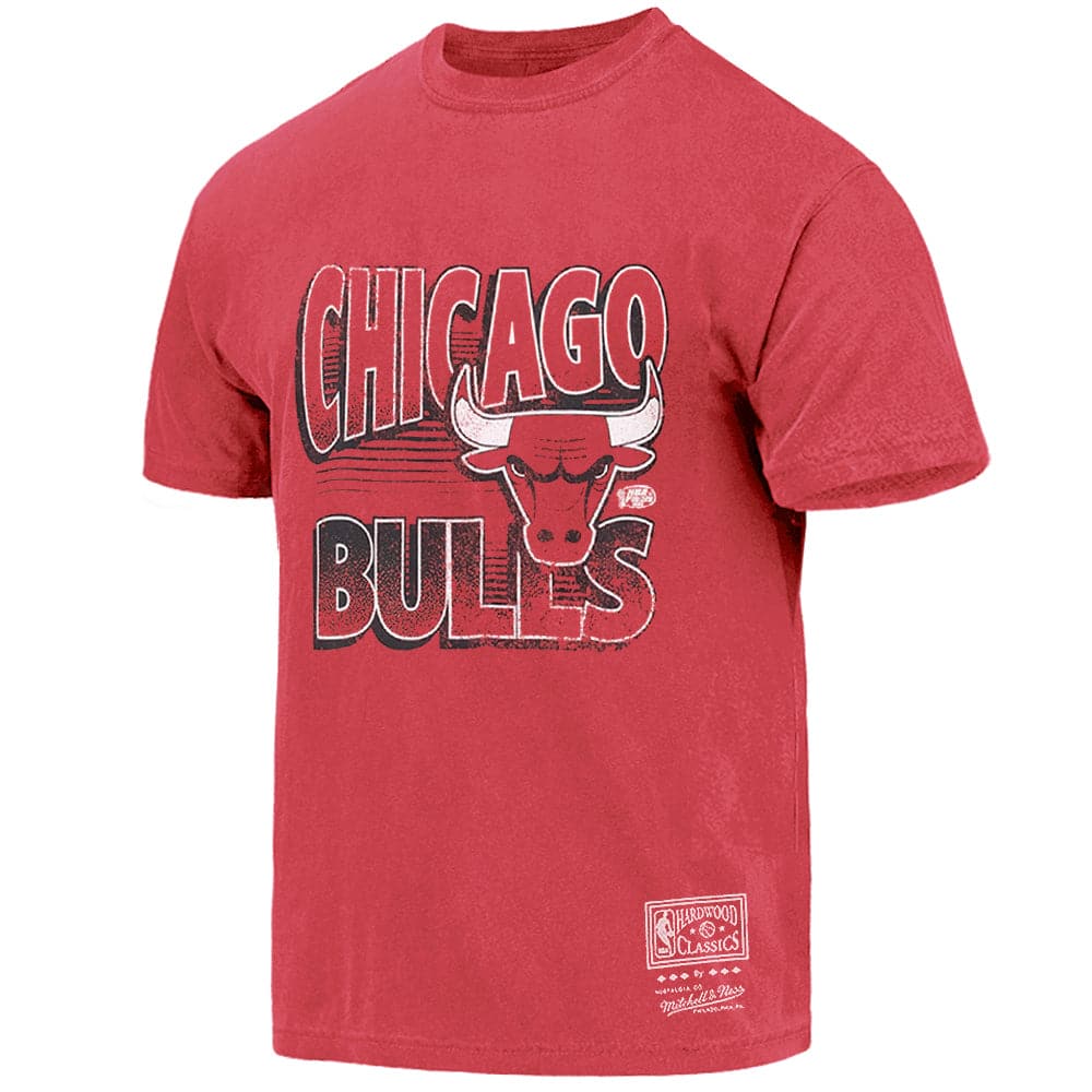 Chicago Bulls Mitchell & Ness NBA Incline Stack Vintage T-Shirt - Faded Red