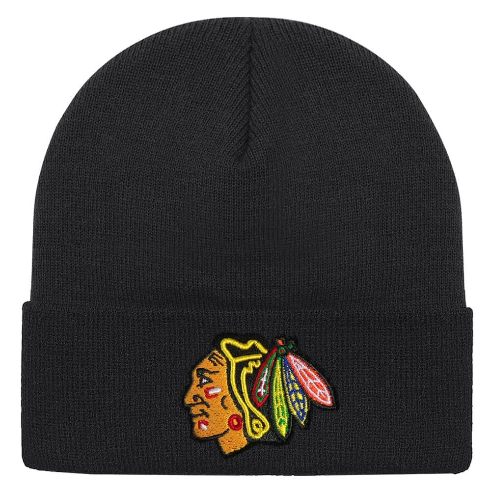 Chicago Blackhawks NHL Team Logo Cuff Knit Beanie - Black