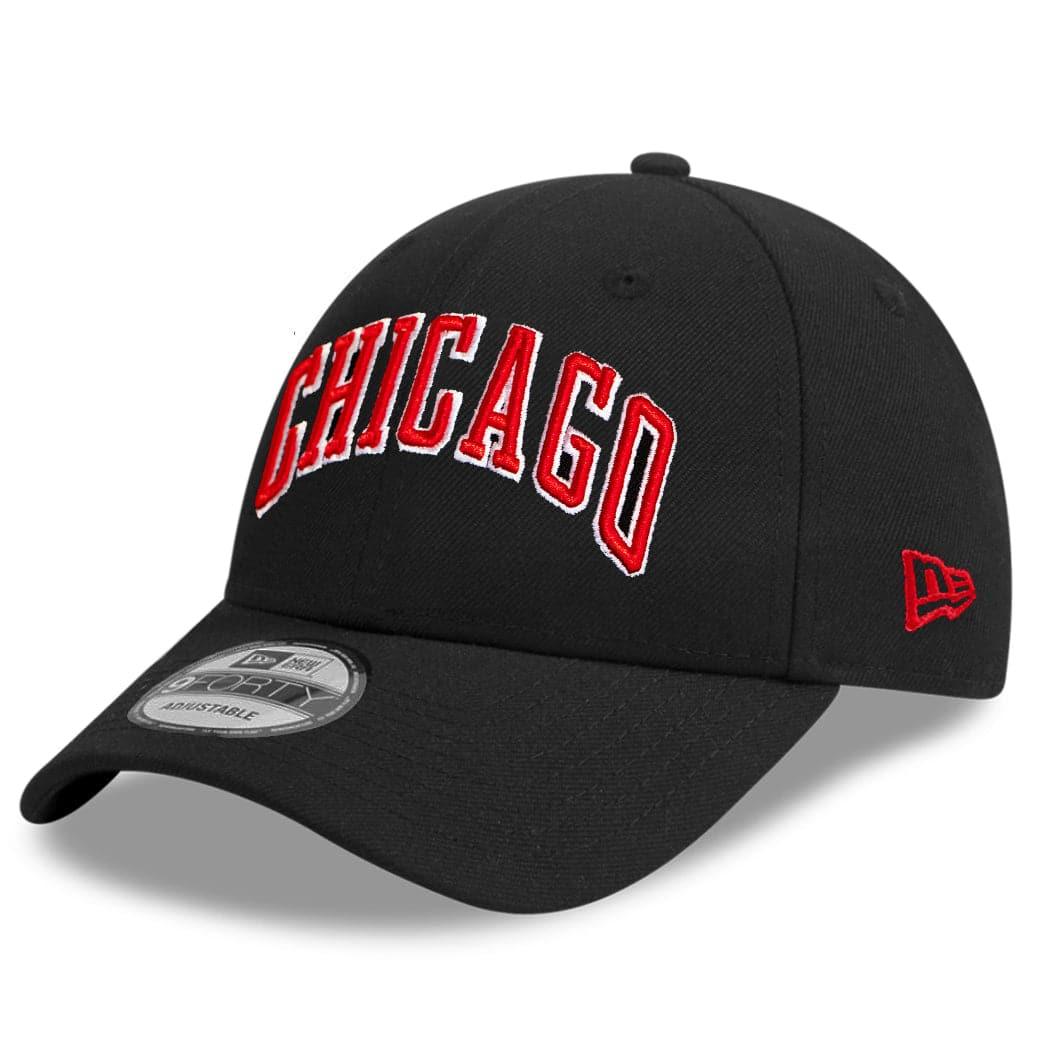 Chicago Bulls New Era NBA Wordmark 9FORTY Curve Snapback Hat - Black