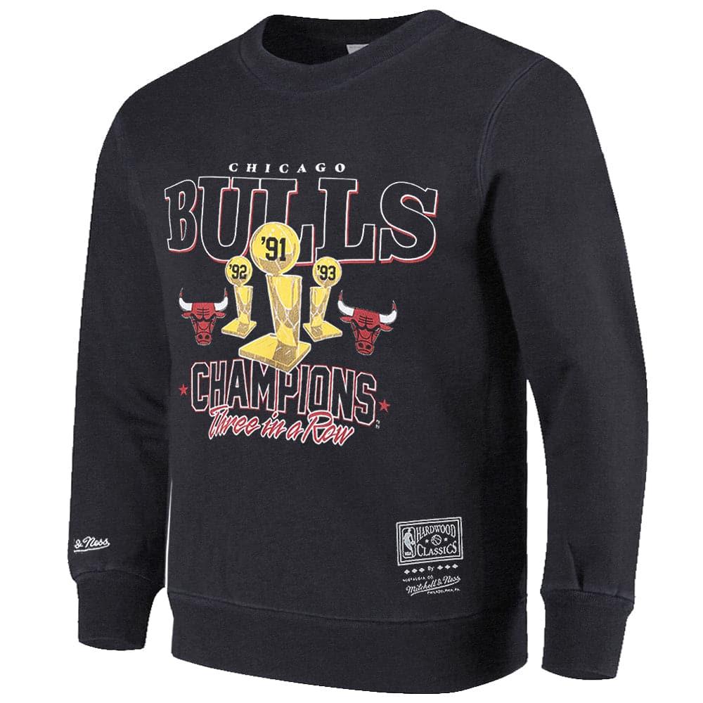 Chicago Bulls Mitchell & Ness NBA Champs Trophies Crew Jumper - Faded Black