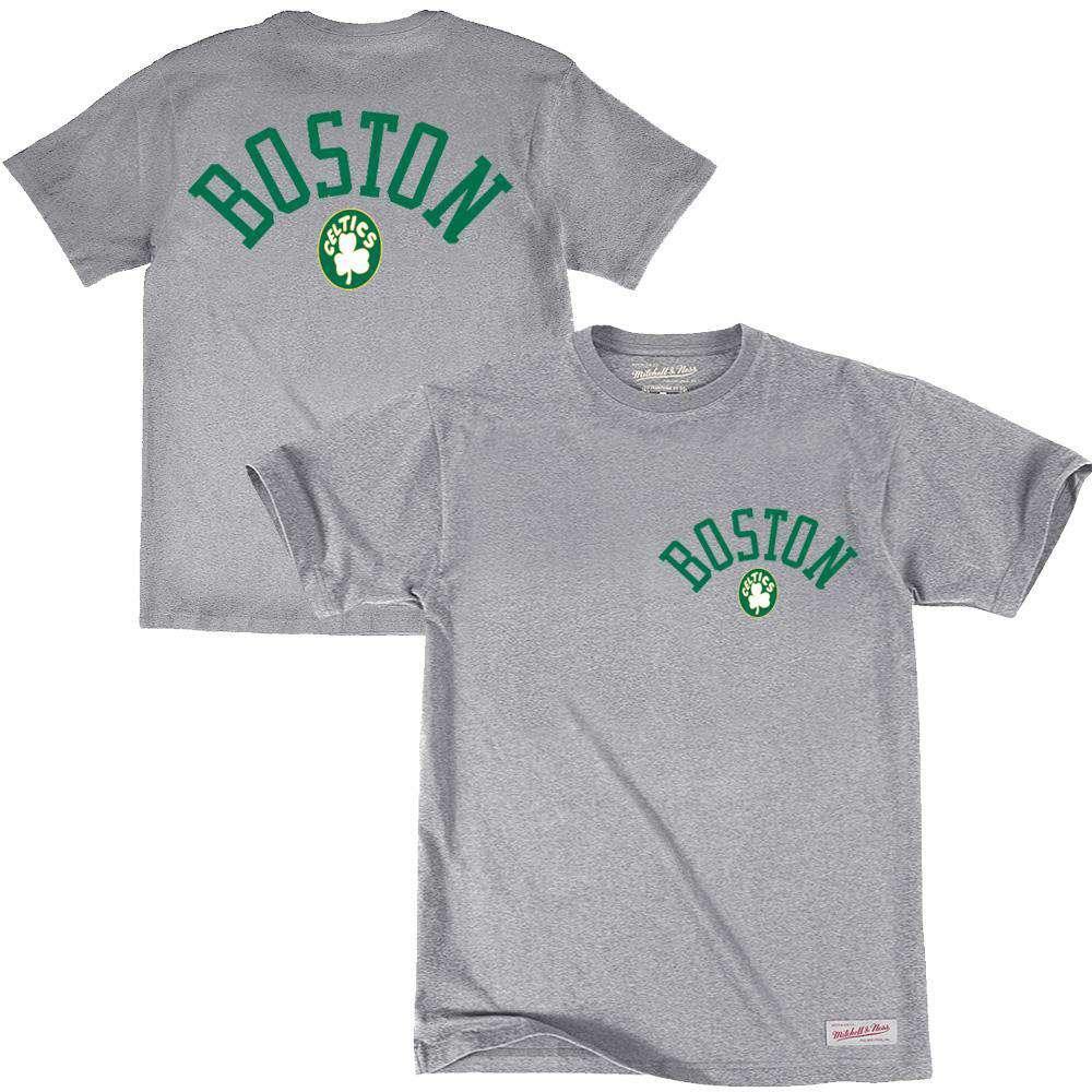Boston Celtics Mitchell & Ness NBA Retro Repeat T-Shirt - Grey Marle